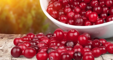 Red cranberries on plate
