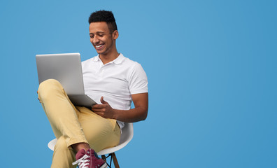 African American male doing homework