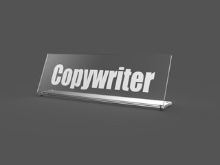 Glass plate with text - Copywriter 