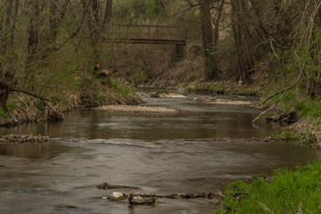 Velicka river in spring cloudy day near Louka village