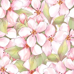 Naklejka na ściany i meble Spring floral background. Sakura flowers seamless pattern