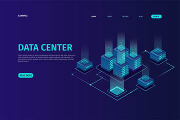 Landing Page isometric Data Center Concept - illustration - Eps9