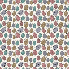 Seamless pattern with cute Easter eggs. Vector