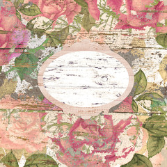 Obraz na płótnie Canvas Hand drawn background of shabby chic roses, frame