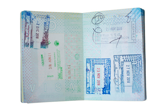 Used dutch passport, stamp page