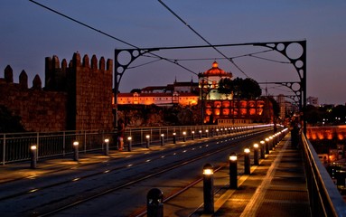 Over the Luis I bridge in Oporto, Portugal