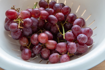 Purple grapes shot close-up in natural light.