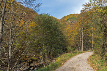 Autumn view of Ecotrail Struilitsa and Devin River gorge, Rhodope Mountains, Bulgaria