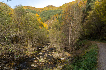 Autumn view of Ecotrail Struilitsa and Devin River gorge, Rhodope Mountains, Bulgaria