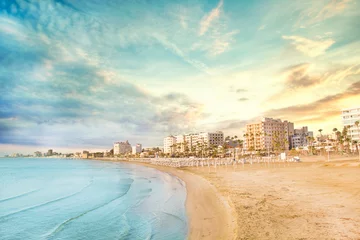Fotobehang Beautiful view of the main street of Larnaca and Phinikoudes beach in Cyprus © marinadatsenko