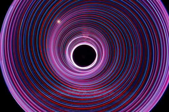 Lightpainting (light art) - circles drawn with light, spirals