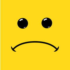 Sad face symbol. Vector illustration icon. Unhappy emotion.