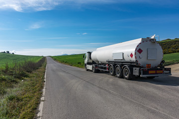 Fototapeta na wymiar Fuel tanker truck