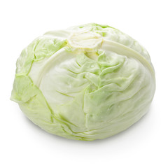 fresh white cabbage whole head isolated on white with shadow, for your packaging design