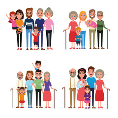 Family with kids cartoon
