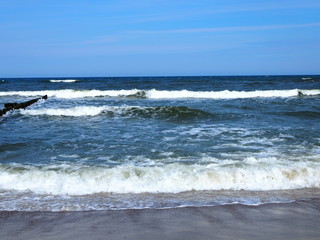 Waves breaking on beach