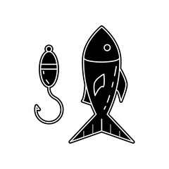 fish with a hook icon. Element of Camping for mobile concept and web apps icon. Glyph, flat icon for website design and development, app development