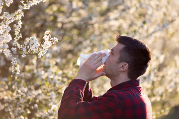 Man with allergy on pollen