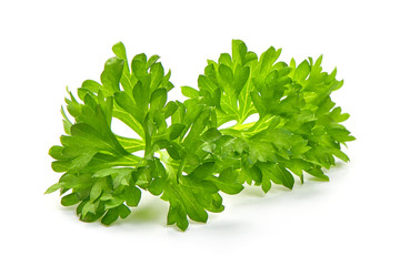 Fresh organic parsley, close-up, isolated on white background
