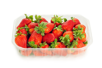Basket of Fresh strawberries isolated on a white background