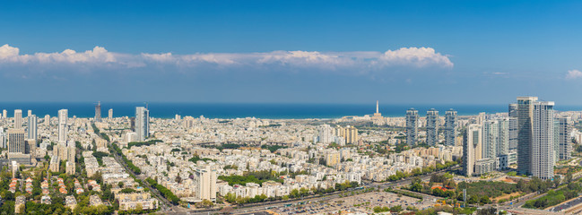 Extra large Panorama Of Tel Aviv Skyline,  Tel Aviv Cityscape Large Panorama At Day, Israel