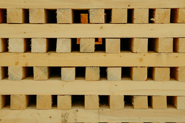 Stacked wooden boards. Building materials