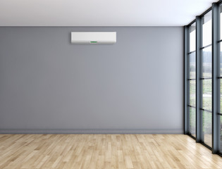 large luxury modern bright interiors with air conditioning illustration 3D rendering