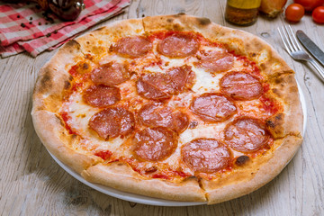 Pepperoni pizza on plate