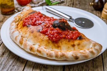 Closed calzone pizza