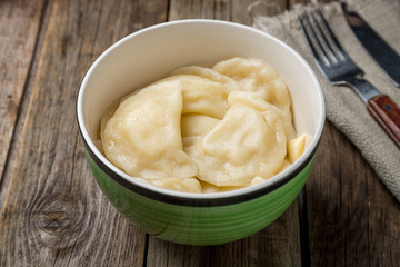 dumplings with cottage cheese on a plate