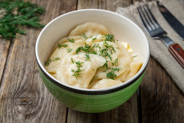 dumplings with potatoes on a plate