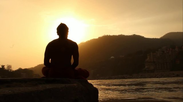 Metation posture - Sitting Yogi by the side of Ganga River 