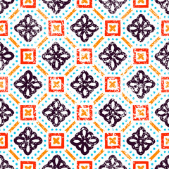 Seamless vintage pattern. Ethnic and tribal motifs. Ornament square tile. Vector illustration.