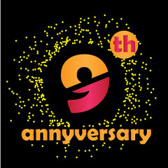 9 Year Anniversary Vector Template Design Illustration - Vector