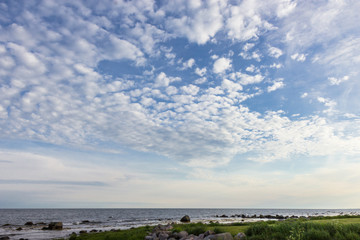 Evening view of Baltic sea coast, Scania region, southern Sweden