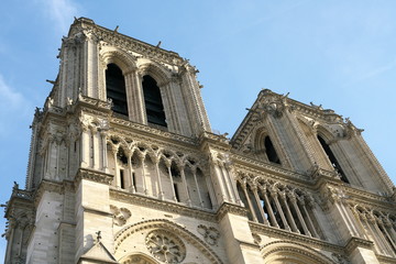 Paris,France-October 17, 2018: Gargoyles at the north west side of the Notre Dame Cathedral in Paris