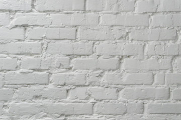 White brick wall. White loft brick background.