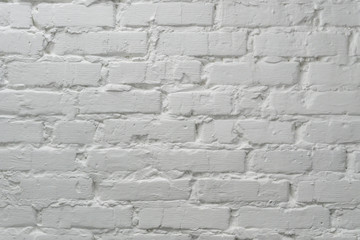 White brick wall. White loft brick background.