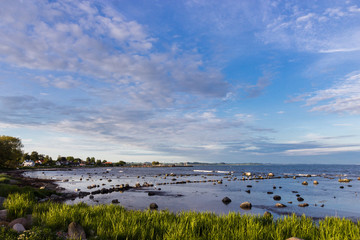 Evening view of Baltic sea coast, Scania region, southern Sweden