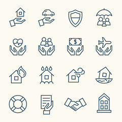 Insurance line icon set