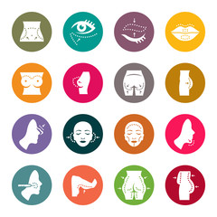 Plastic surgery vector icon set