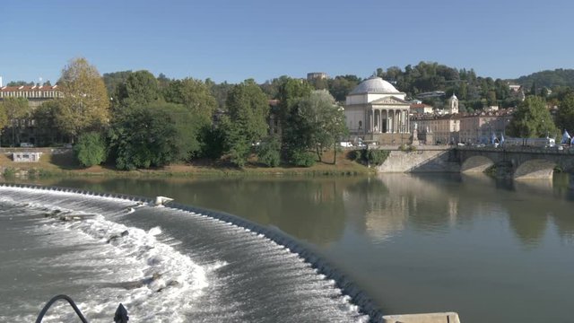 River Po by Gran Madre Di Dio church and Santa Maria del Monte dei Cappuccini in Turin, Italy, Europe