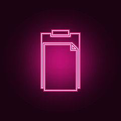 Clip board icon. Elements of Web in neon style icons. Simple icon for websites, web design, mobile app, info graphics