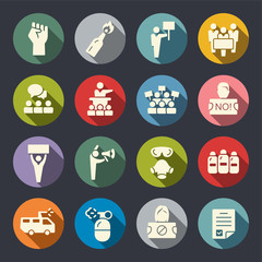 Social protest vector icon set