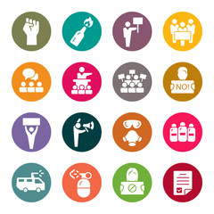 Social protest vector icon set