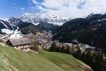 View on Wolkenstein from an outlook in the forest nearby