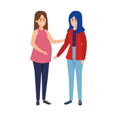 Fototapeta premium young pregnancy woman and friend