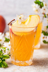 Glasses with fresh apple juice or cider