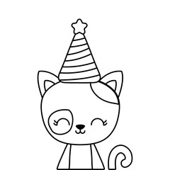 cute cat animal with hat party