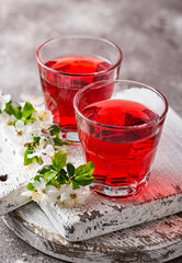 Glasses of healthy cherry juice
